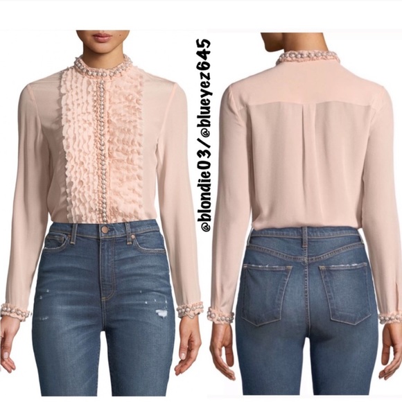 Alice + Olivia “Arminda” pink pearl blouse XS - Picture 2 of 5